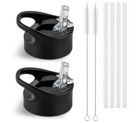 VINSUN Tapa de Repuesto para Botella Acero Boca Ancha ø57mm - Pajitas Aptas para 500ml, 650ml, 750ml, 1000ml - Con Cepillo de Limpieza - Tapa de Paja