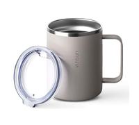 VINSUN Taza Térmica con Asa 350ml - Acero Inoxidable, Tapa Transparente con Apertura para Beber, Doble Pared, Sin BPA - Termo Café para Viajes, Camping, Escuela, Oficina