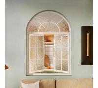 Vinta - Marco de hierro francés arqueado para comedor y cocina, 80 x 80 cm, 2 láminas, ideal para decoración de loft y dormitorio (blanco B)