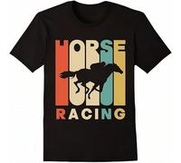 Vinta Style Horse Racinr T Shirt Cotton BD T Shirts Oneck Men's Regular 100% Cotton Top tee Black XXL