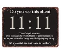 Vintage 11:11 Angel Numbers Metal Tin Sign 12x8 Inch