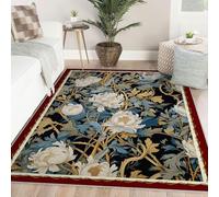 Vintage 160x230cm Alfombras Tapete Clásica Arte Tradicional Felpudo Antideslizante Esterilla Plegables Lavables Patrón Crisantemo Blanco Pila Baja Alfombrilla Tapete Ligera Felpudo Piso Hogar Sala