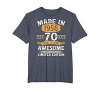 Vintage 1956 70 Años Cumpleaños Hombre Regalo Made In 1956 Camiseta, Hombre Tallas Grandes, Azul Jaspeado, 4X Alto