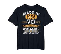 Vintage 1956 70 Años Cumpleaños Hombre Regalo Made In 1956 Camiseta, Hombre Tallas Grandes, Negro, 4X Alto