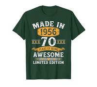 Vintage 1956 70 Años Cumpleaños Hombre Regalo Made In 1956 Camiseta, Hombre, Verde Bosque, S