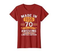 Vintage 1956 70 Años Cumpleaños Hombre Regalo Made In 1956 Camiseta, Mujer, Arándano, L