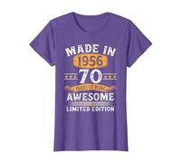 Vintage 1956 70 Años Cumpleaños Hombre Regalo Made In 1956 Camiseta, Mujer, Morado Jaspeado, S