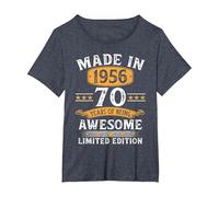 Vintage 1956 70 Años Cumpleaños Hombre Regalo Made In 1956 Camiseta, Mujer Tallas Grandes, Azul Jaspeado, 3XL Grande