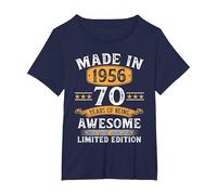 Vintage 1956 70 Años Cumpleaños Hombre Regalo Made In 1956 Camiseta, Mujer Tallas Grandes, Azul Marino, 1XL Grande