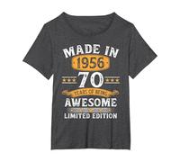 Vintage 1956 70 Años Cumpleaños Hombre Regalo Made In 1956 Camiseta, Mujer Tallas Grandes, Jaspeado Oscuro, 6XL Grande