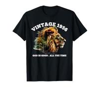 Vintage 1956 God Is Good Lion Faith Christian 70 Cumpleaños Camiseta
