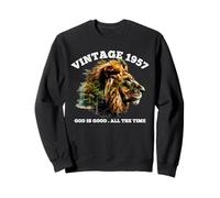 Vintage 1957 God Is Good Lion Faith Christian 69 Cumpleaños Sudadera