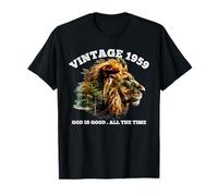 Vintage 1959 God Is Good Lion Faith Christian 67 Cumpleaños Camiseta