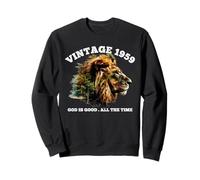Vintage 1959 God Is Good Lion Faith Christian 67 Cumpleaños Sudadera