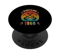 Vintage 1960 Cumpleaños Guitarrista 66º Cumpleaños PopSockets PopGrip Adhesivo