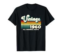 Vintage 1960 Todas Las Piezas Originales Coloridas líneas de Puesta de Sol Retro Camiseta