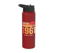 Vintage 1961 Limited Edition Retro Year Birth Of Birthday Stainless Steel Insulated Water Bottle
