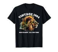 Vintage 1964 God Is Good Lion Faith Christian 62 Cumpleaños Camiseta