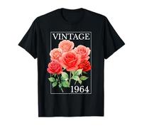 Vintage 1964 Rose Flower 61 años 61 cumpleaños Mujeres Camiseta