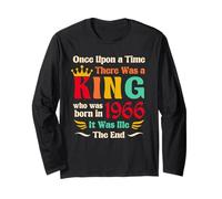 Vintage 1966 Birthday King Born in 1966 Legendary Men Manga Larga