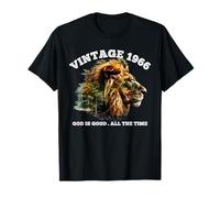 Vintage 1966 God Is Good Lion Faith Christian 60 Cumpleaños Camiseta