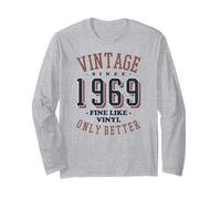 Vintage 1969 Fine Like Vinyl Only Better Retro Birthday Manga Larga