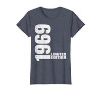 Vintage 1969 Limited Edition Classic 1969 Men Women Birthday Camiseta, Mujer, Azul Jaspeado, L