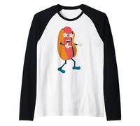 Vintage 1970s groovy star gafas de sol hot dog divertido años 60 Camiseta Manga Raglan