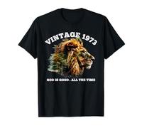 Vintage 1973 God Is Good Lion Faith Christian 53 Cumpleaños Camiseta