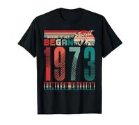 Vintage 1973 Where It All Began Retro Sunset August Birthday Camiseta