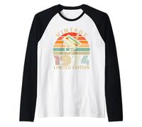 Vintage 1974 Limited Edition Retro Birthday Cassette Tape Camiseta Manga Raglan
