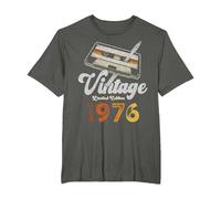 Vintage 1976 Cassette Lápiz 50 Cumpleaños Camiseta, Hombre Tallas Grandes, Asfalto, 6X Alto