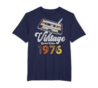 Vintage 1976 Cassette Lápiz 50 Cumpleaños Camiseta, Hombre Tallas Grandes, Azul Marino, 3X Alto