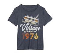 Vintage 1976 Cassette Lápiz 50 Cumpleaños Camiseta, Mujer Tallas Grandes, Azul Jaspeado, 6XL Grande