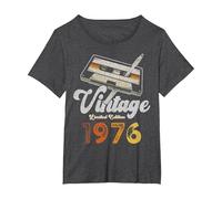 Vintage 1976 Cassette Lápiz 50 Cumpleaños Camiseta, Mujer Tallas Grandes, Jaspeado Oscuro, 5XL Grande