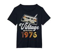 Vintage 1976 Cassette Lápiz 50 Cumpleaños Camiseta, Mujer Tallas Grandes, Negro, 1XL Grande