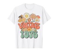 Vintage 1976 Floral Hippie Groovy Daisy Flower 50th Birthday Camiseta