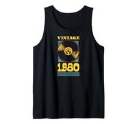 Vintage 1980 Año de nacimiento auténtico disco de vinilo cumpleaños Camiseta sin Mangas