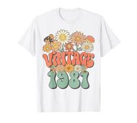 Vintage 1981 Floral Hippie Groovy Daisy Flower 45th Birthday Camiseta