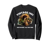 Vintage 1981 God Is Good Lion Faith Christian 45 cumpleaños Sudadera