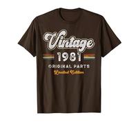 Vintage 1981 Piezas Originales 45 Cumpleaños Camiseta, Hombre, Marrón, XXL