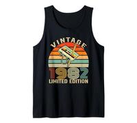 Vintage 1982 Limited Edition Retro Birthday Cassette Tape Camiseta sin Mangas