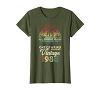 Vintage 1985 Cumpleaños 41 Años Palmeras Retro Camiseta, Mujer, Verde Oliva, XL