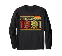 Vintage 1991 Classic 1991 Vintage Year Men Women Birthday Manga Larga