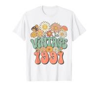 Vintage 1991 Daisy Hippie Groovy Wildflower 35th Birthday Camiseta