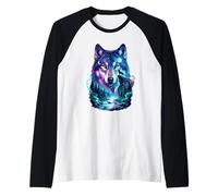 Vintage 2 Midnight Wolf para los Amantes de los Lobos Moon Howling Funny Camiseta Manga Raglan