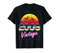 Vintage 2008 Camisa Retro 80's Style 17th Birthday Hombres Mujeres Camiseta