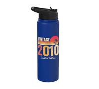 Vintage 2010 Birth Of Birthday Born in 2010 Birthday Vintage Stainless Steel Insulated Water Bottle