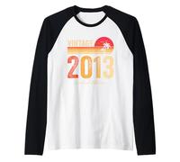 Vintage 2013 Birth of Birthday Born In 2013 Birthday Vintage Camiseta Manga Raglan