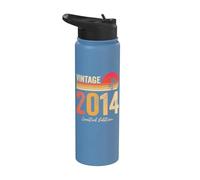Vintage 2014 Birth Of Birthday Born In 2014 Birthday Vintage Stainless Steel Insulated Water Bottle